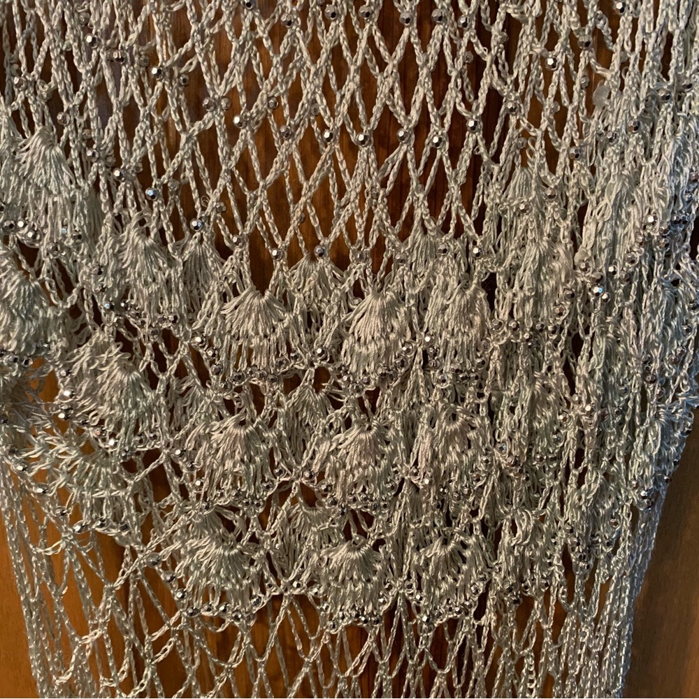 Beautiful vintage silver/cream-ish/white crocheted dress overlay. - Picture 2 of 3